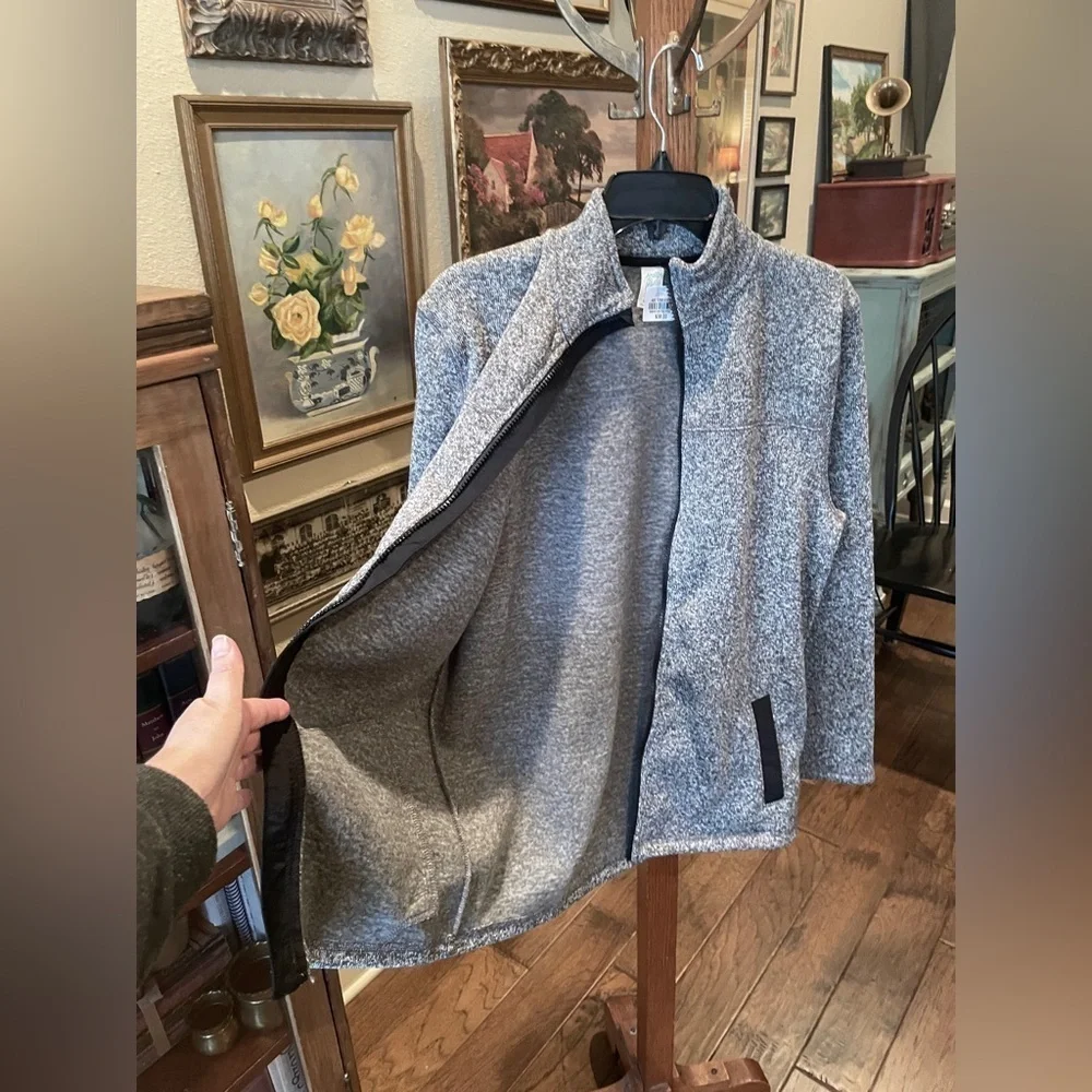 NWT ThereAbouts boys full zip mock neck jacket w/pockets XL 18-20 gray black